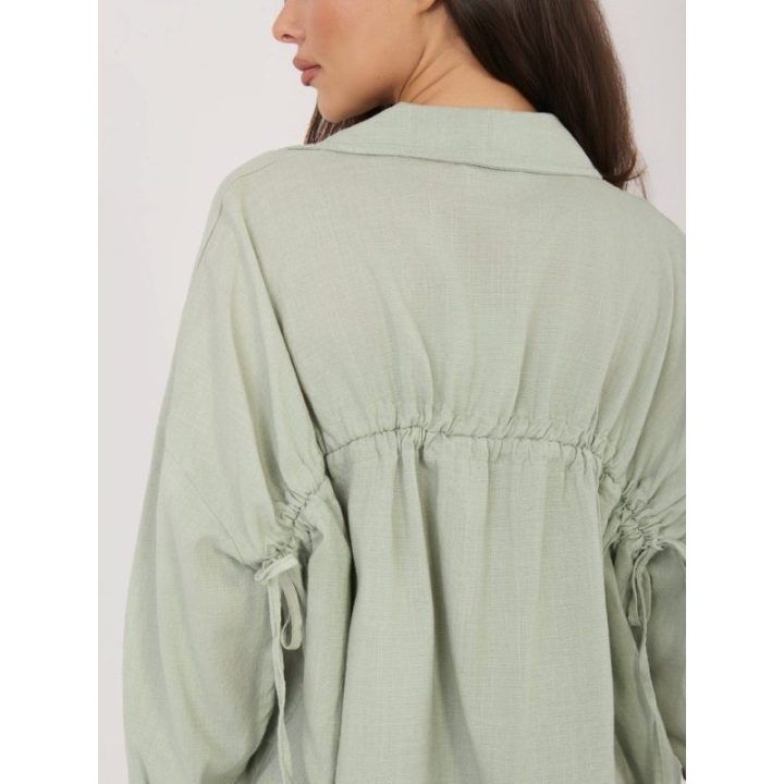 Khaki spalvos moteriški oversize marškiniai (vieno dydžio)