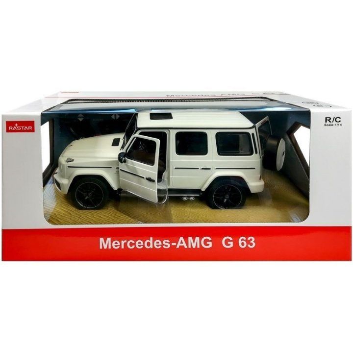 Mercedes G63 Rastar 1:14 baltas nuotoliniu būdu valdomas visureigis