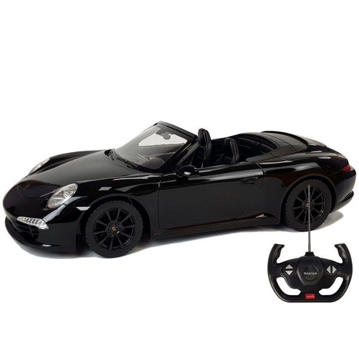 Juodas Porsche 911 Carrera S (1:12) – Rastar nuotoliniu būdu valdomas modelis