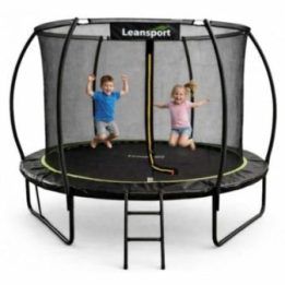 Trampolinas juodas ir žalias su saugos tinkleliu LEAN, 305 cm