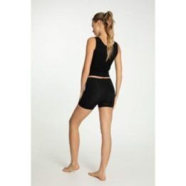 Šortukinės kelnaitės juodos moteriškos elastingos Shorty Cotton Mood