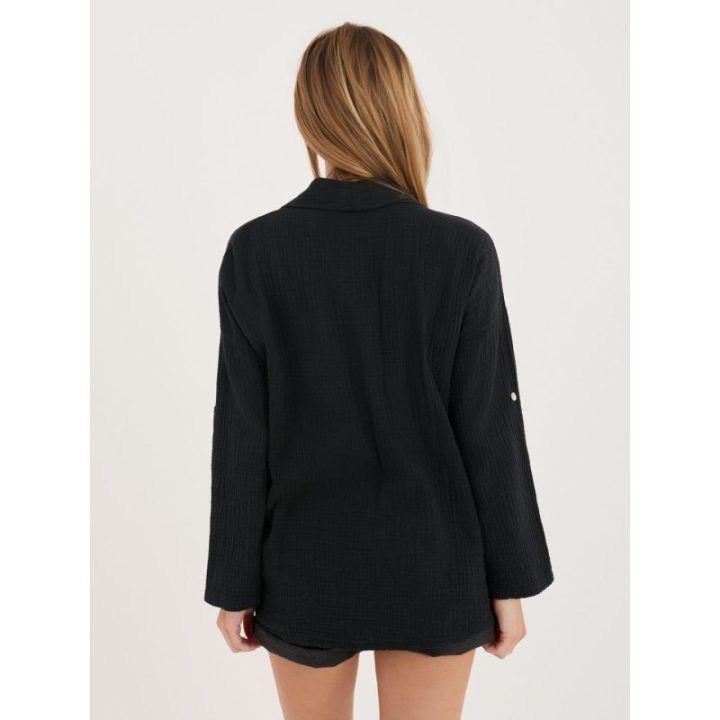 Moteriška oversize palaidinė, juoda — vienas dydis