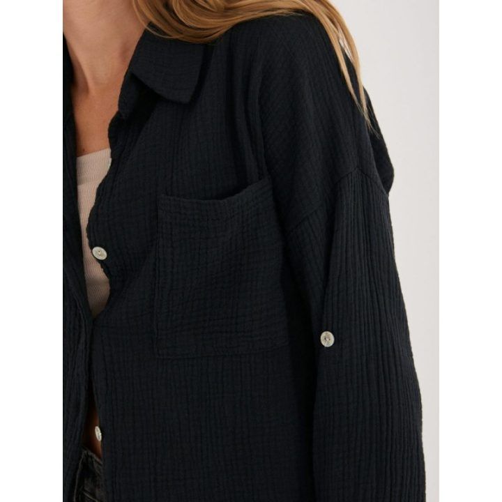 Moteriška oversize palaidinė, juoda — vienas dydis
