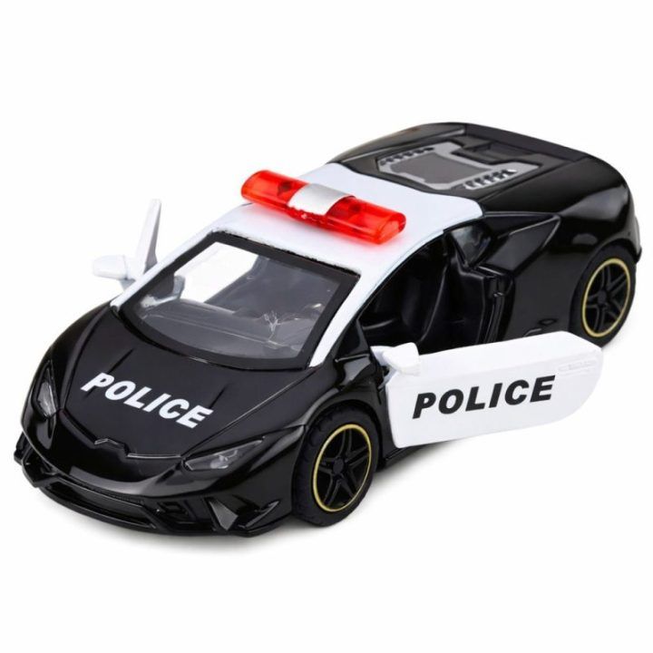 Policijos sportinis automobilis 1:43, metalinis su atsitraukimo mechanizmu