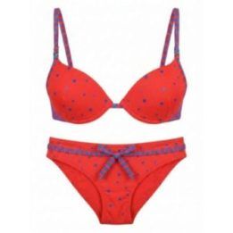 Moteriškas raudonas bikini maudymosi kostiumėlis Sunset Bloom