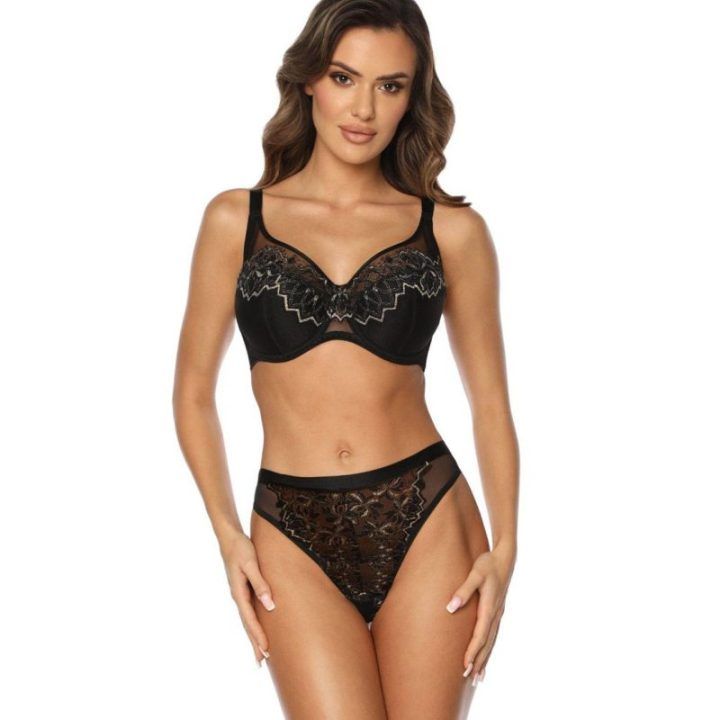 Pusiau pakietinta liemenėlė Kinga Shimmer Sophie juoda