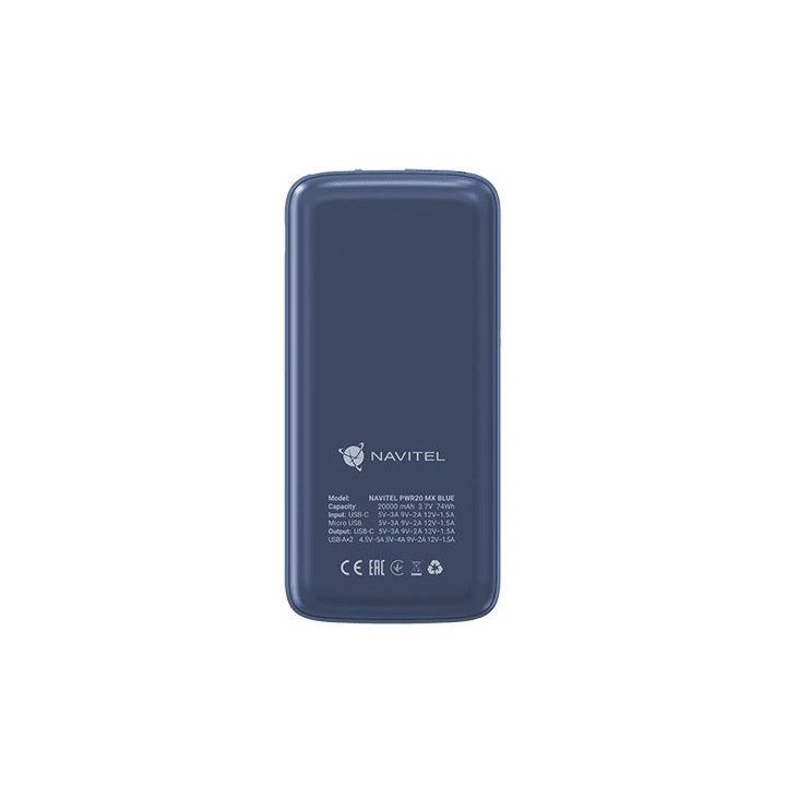 Mėlynas 20000 mAh powerbankas Navitel PWR20 MX