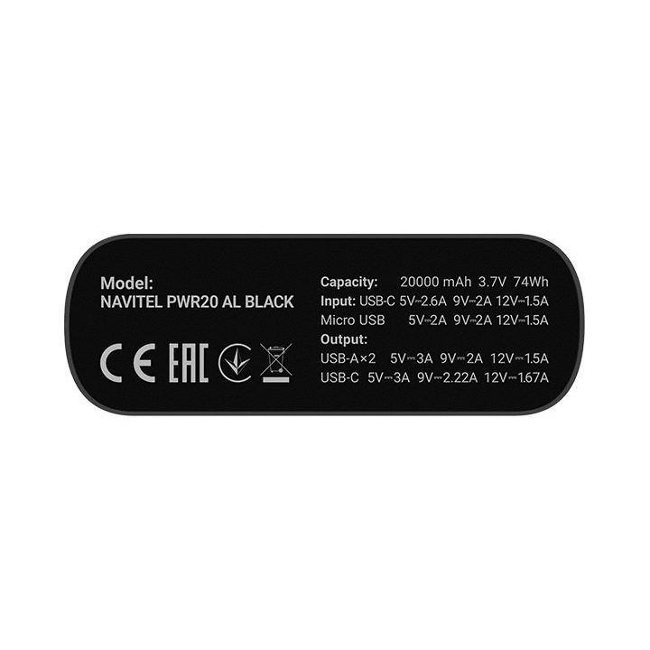 Navitel PWR20 AL juodas 20000 mAh powerbankas