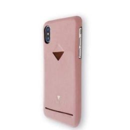 Rožinis telefono dėklas iPhone XSMAX su kortelių skyriumi