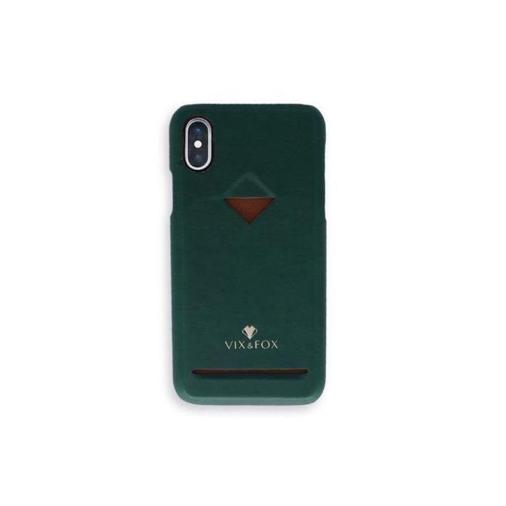 Telefono dėklas su kortelių skyriumi iPhone Xs Max, miško žalios spalvos