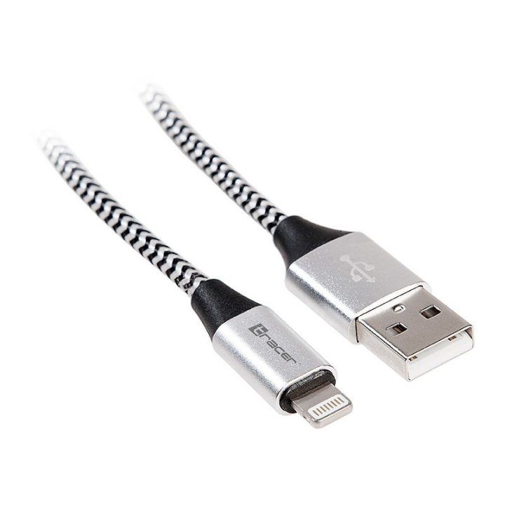 Lightning–USB A laidas, 1 m, juodas / sidabrinis