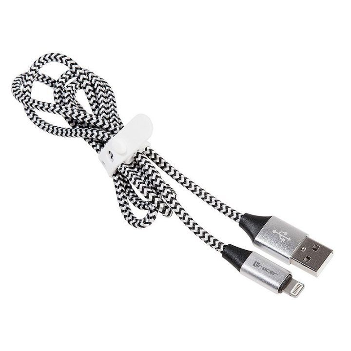 Lightning–USB A laidas, 1 m, juodas / sidabrinis