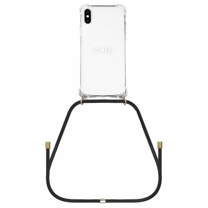 Telefono dėklas su dirželiu iPhone X/Xs, auksinės ir juodos spalvos