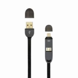 USB A–microUSB ir Lightning įkrovimo laidas, 1 m, juodas