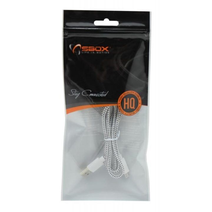 Baltas USB-A į microUSB laidas, 1 m, pintas