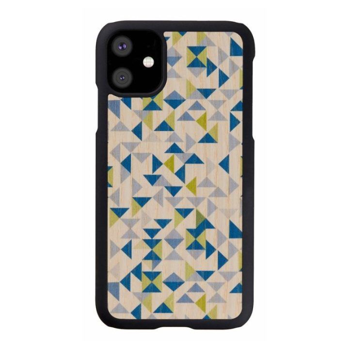 Telefono dėklas iPhone 11, mėlynas su juodu trikampiu