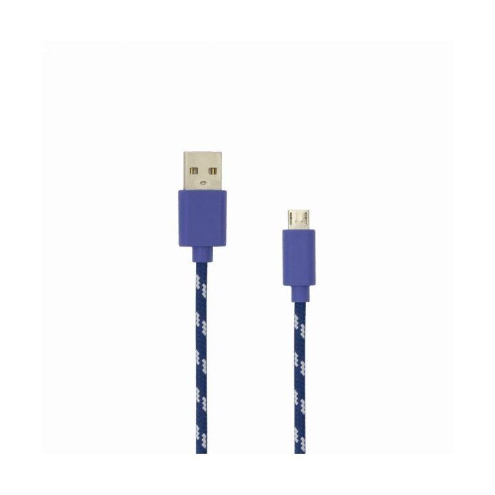 Mėlynas pintas USB į microUSB laidas, 1 m