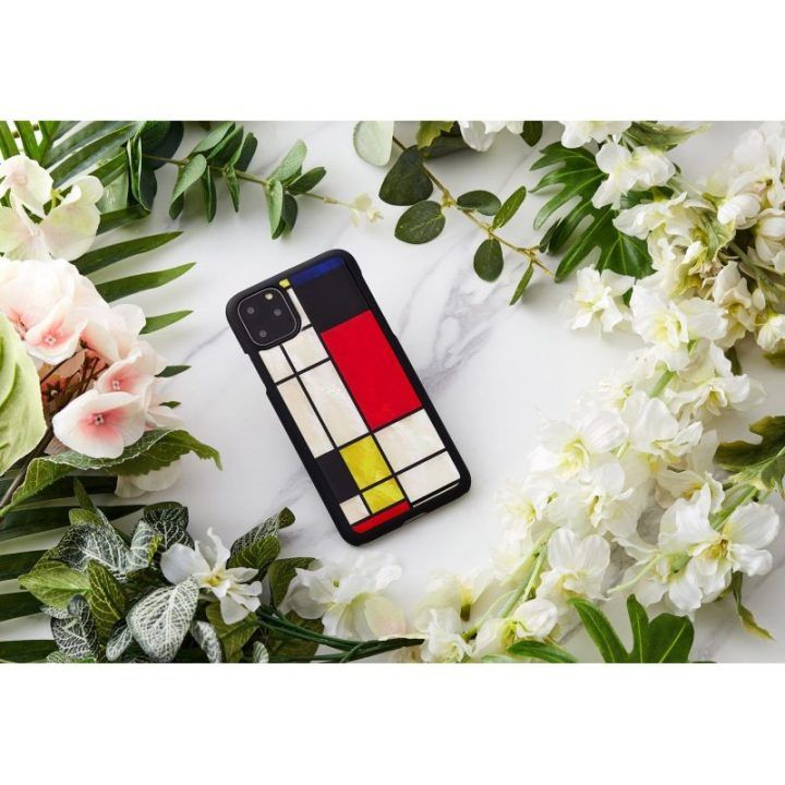 Telefono dėklas iPhone 11 Pro Max, juodas „Mondrian“