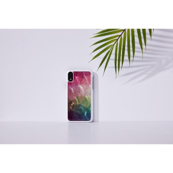 Baltas telefono dėklas iPhone XR su vandens gėlėmis