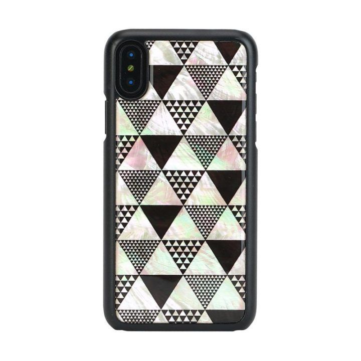 Telefono dėklas iPhone XS/S, juodas su piramidžių raštu