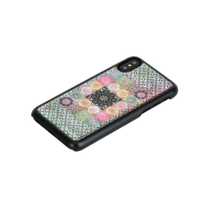 Telefono dėklas iPhone XS/S, juodas su gėlių raštu