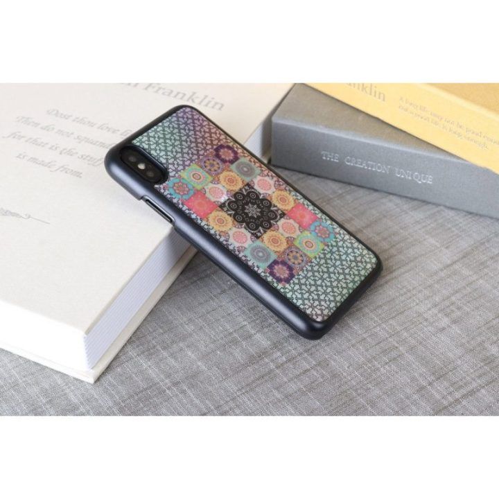 Telefono dėklas iPhone XS/S, juodas su gėlių raštu