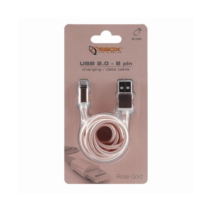 Sbox USB A į Lightning laidas, 1,5 m, rausvai auksinis