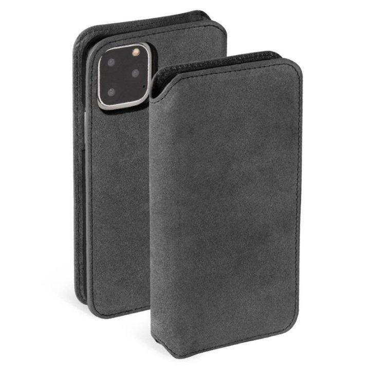 Piniginės tipo telefono dėklas Krusell Broby, skirtas Apple iPhone 11 Pro Max, akmens spalvos
