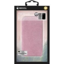Krusell Broby telefono dėklas iPhone Xs Max, rožinis, 4 kortelių vietos