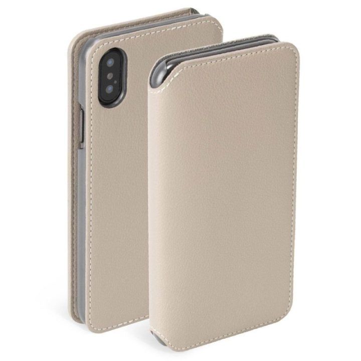 Rusvai gelsvas „Folio“ telefono dėklas Apple iPhone Xs Max, 4 kortelės