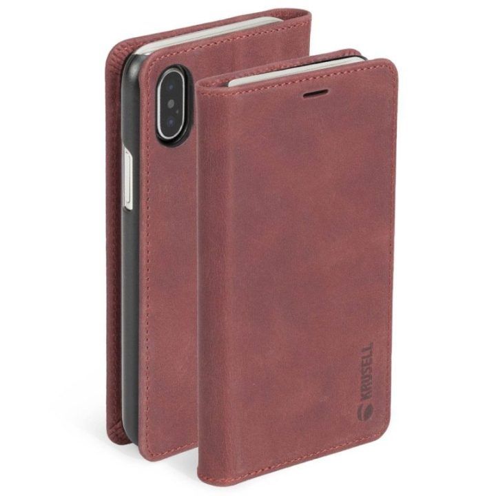 Telefono dėklas Krusell Sunne 4 Card Folio iPhone Xs Max, raudonas