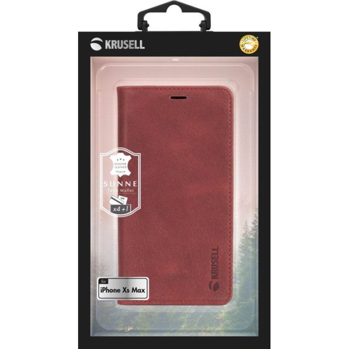 Telefono dėklas Krusell Sunne 4 Card Folio iPhone Xs Max, raudonas