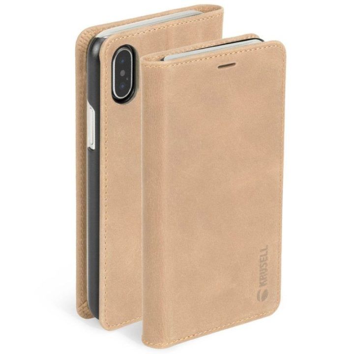 Krusell Sunne folio dėklas iPhone Xs Max, rusvai gelsvas
