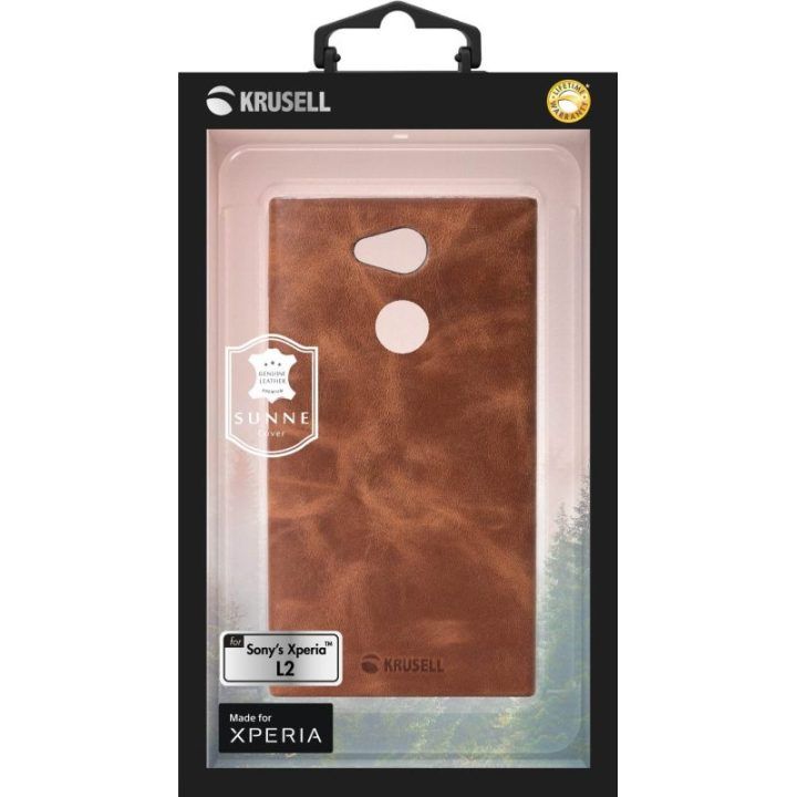 Rudas odinis dėklas Sony Xperia L2