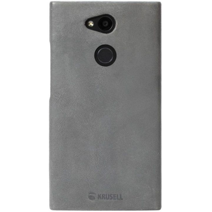 Pilkas odinis telefono dėklas Sony Xperia L2