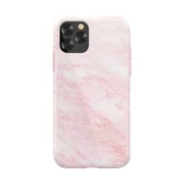 Rožinis telefono dėklas iPhone 11 Pro Max, marmuro rašto