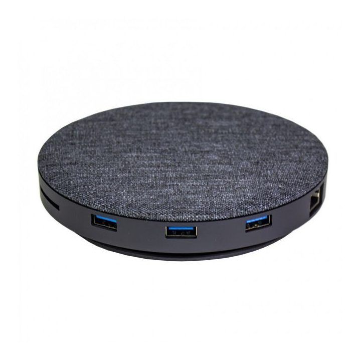 Devia UFO 10in1 USB-C šakotuvas su belaidžiu įkrovimu, pilkas
