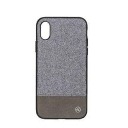 Blizgus dirbtinės odos dėklas iPhone X/XS, sidabrinis