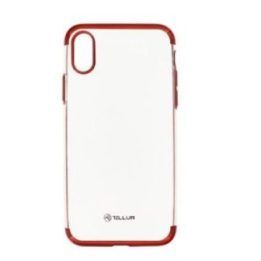 Raudonas silikoninis dėklas su metalizuotu kraštu iPhone X/XS