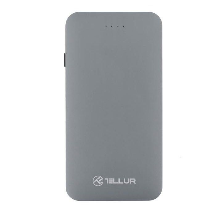 Pilkas 5000 mAh QC 3.0 powerbankas su 3in1 laidu