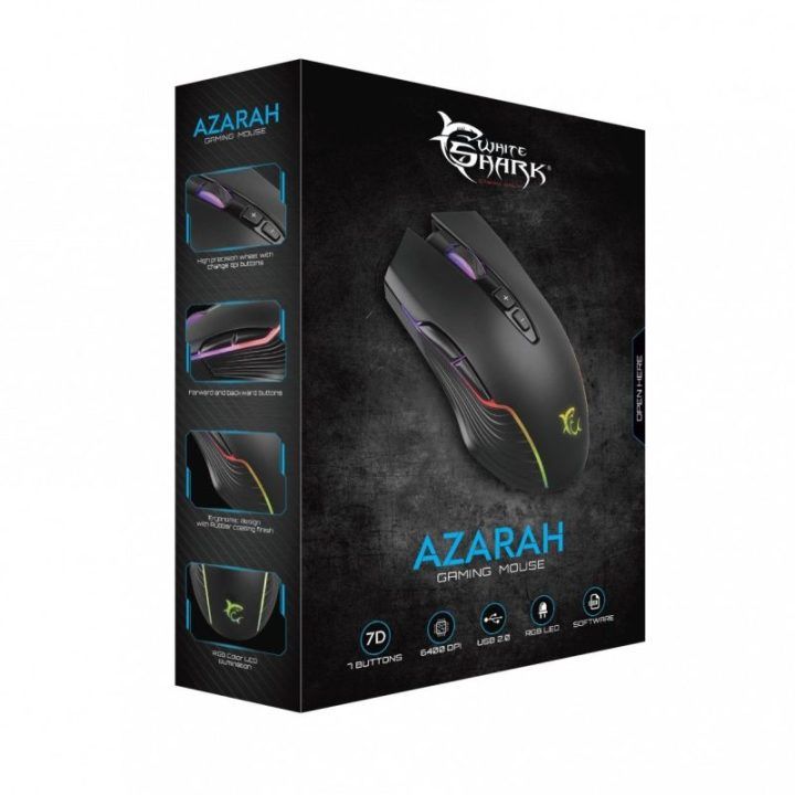 Žaidimų pelė White Shark GM-5003 Azarah, juoda