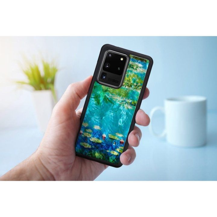 Telefono dėklas Samsung Galaxy S20 Ultra – juodas su vandens lelijomis