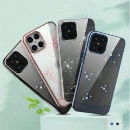 Juodas telefono dėklas iPhone 12 mini su Swarovski elementais