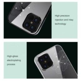Mėlynas iPhone 12 mini dėklas su Swarovski elementais