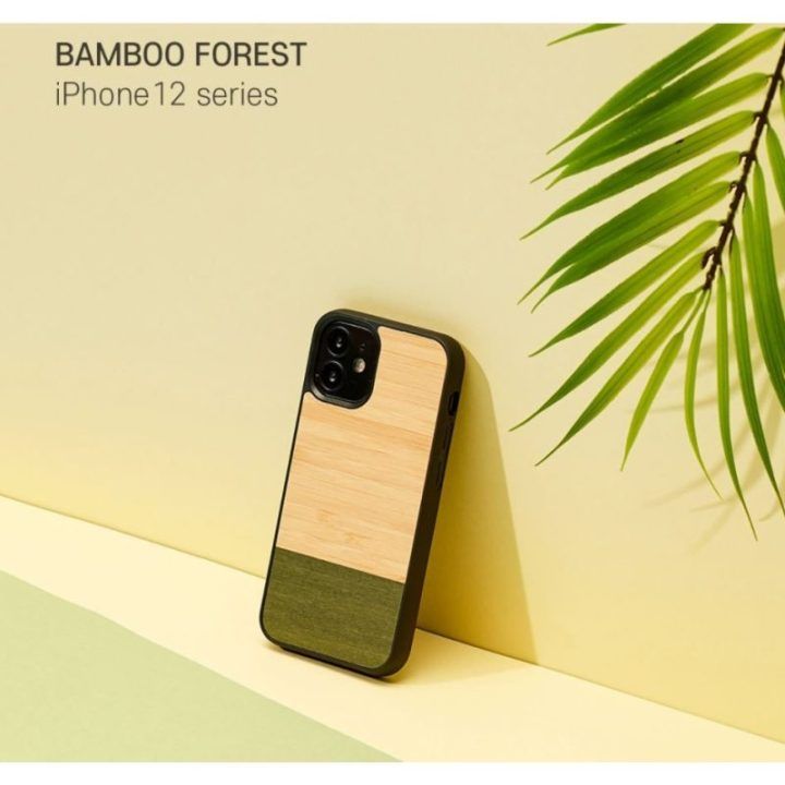 Juodas dėklas Apple iPhone 12 mini, MAN&WOOD Bamboo Forest