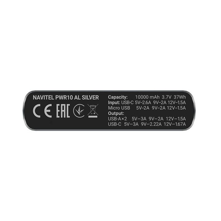 Navitel PWR10 AL Silver 10000 mAh 22,5 W powerbankas