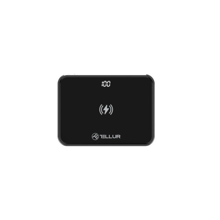 Tellur Graphene PD10000 10000 mAh išorinė baterija su belaidžiu įkrovimu, juoda