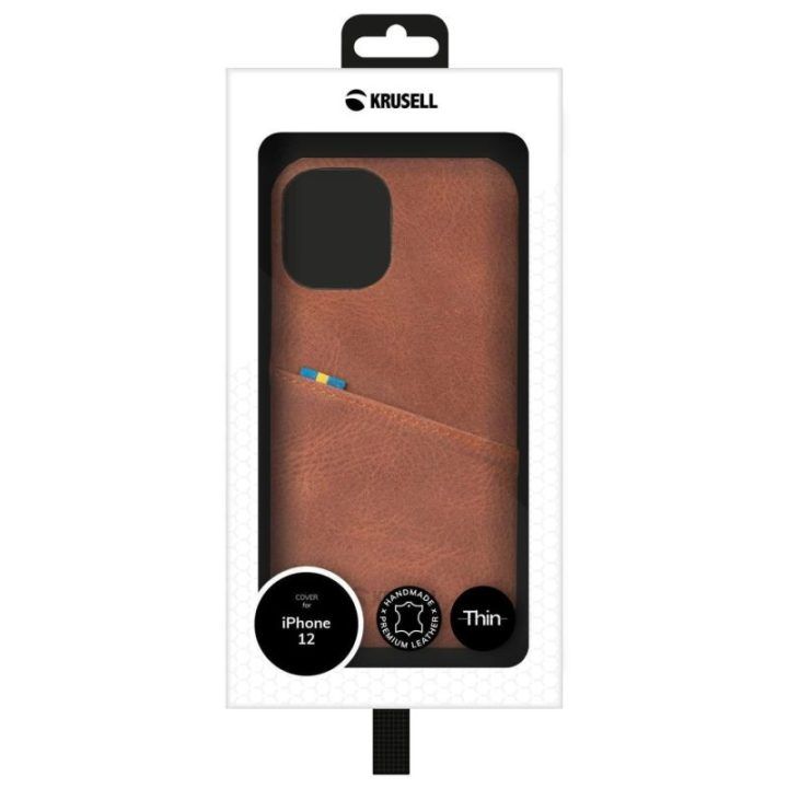 Odinis dėklas su kortelės skyriumi Apple iPhone 12 mini, vintage cognac
