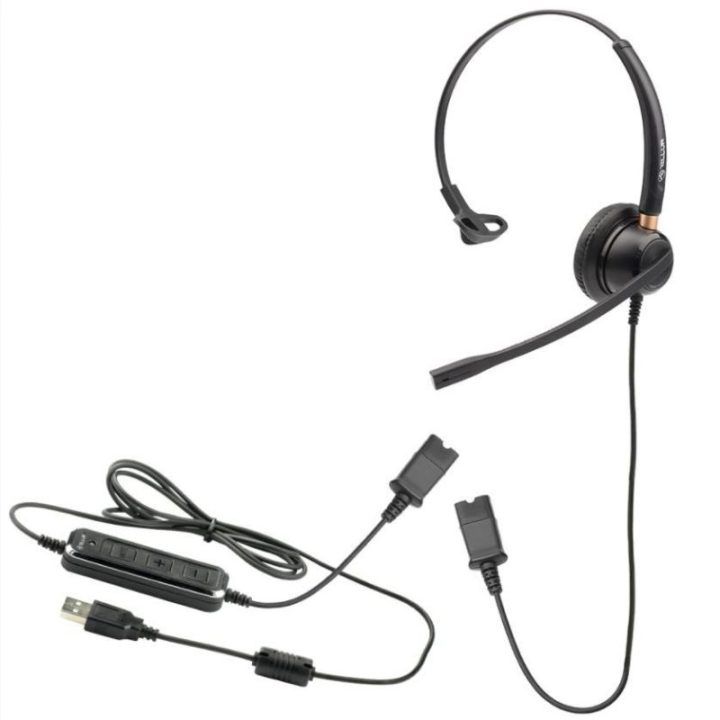 Tellur Voice 510N monofoninės laidinės ausinės su USB adapteriu, juodos
