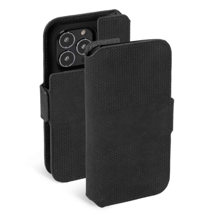 Juodas telefono dėklas–piniginė Apple iPhone 13 Pro Max
